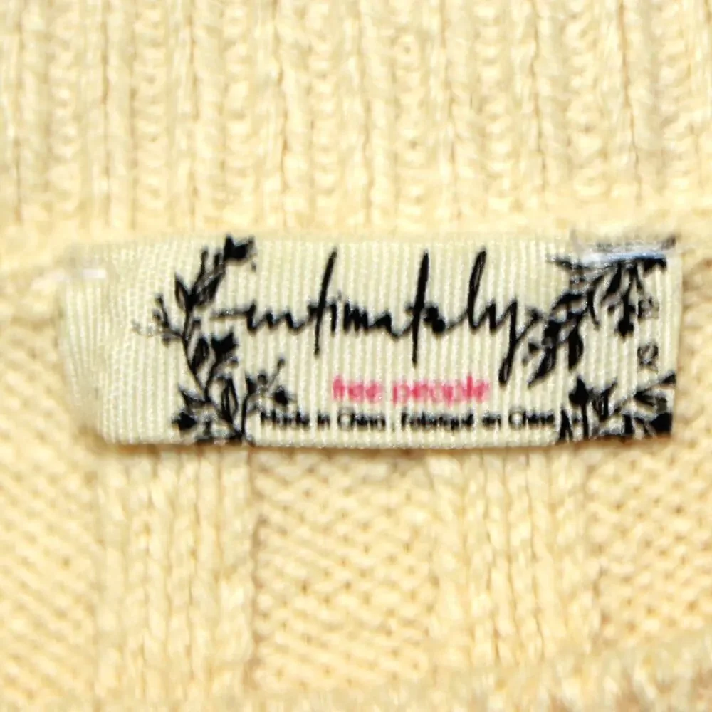 Free People Intimately Crop Top Beige Cable Knit Sweater XS Cozy Winter
